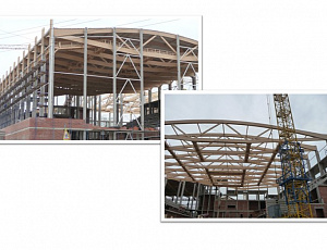 Клееные деревянные фермы в покрытии бассейна в Санкт-Петербурге, защищенные Belinka exterier  №61